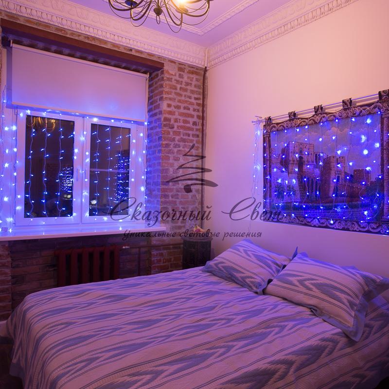 Гирлянда "Светодиодный Дождь" 1,5х1,5м, свечение с динамикой, прозрачный провод, 230 В, диоды СИНИЕ - Image 10