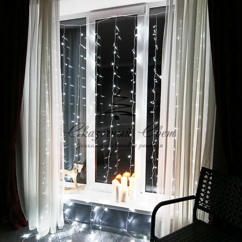 Гирлянда «Светодиодный дождь» 3х2 м, свечение с динамикой, прозрачный провод, 230 В, цвет белый - Image 10