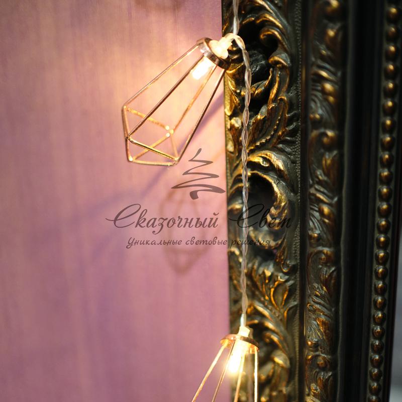 Гирлянда светодиодная «Кристаллы» бронзовые 10 LED, 1,5 м, прозрачный ПВХ, теплый белый свет свечения, 2 х АА (батарейки не в комплекте) NEON-NIGHT - Image 10