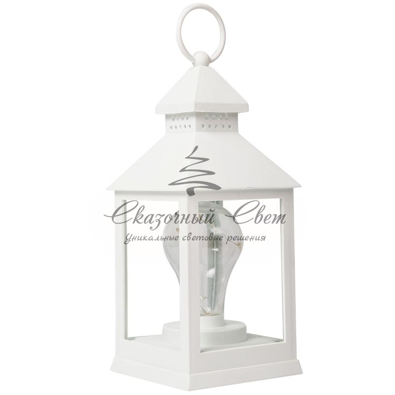 Декоративный фонарь с лампочкой, белый корпус, размер 10.5х10.5х24 см, цвет ТЕПЛЫЙ БЕЛЫЙ - Image 10
