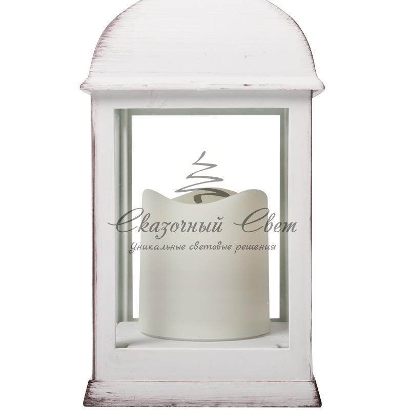 Декоративный фонарь со свечкой, белый корпус, размер 10.5х10.5х22,35 см, цвет ТЕПЛЫЙ БЕЛЫЙ - Image 10