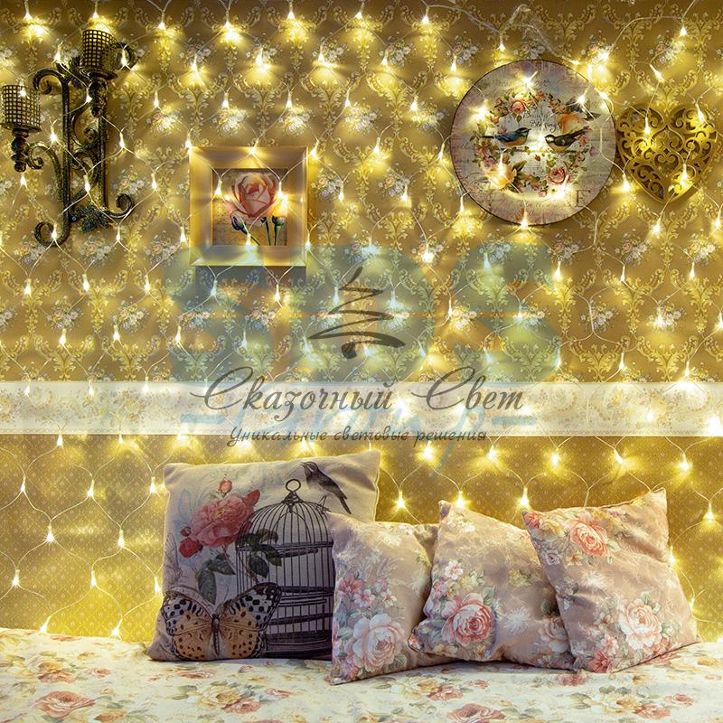 Гирлянда "Сеть" 1,5х1,5м, прозрачный ПВХ, 150 LED ТЕПЛЫЙ БЕЛЫЙ - Image 11