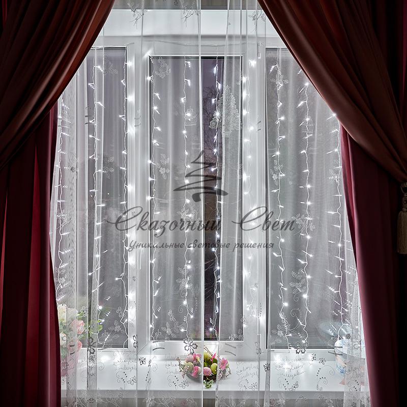 Гирлянда "Светодиодный Дождь" 2,5x2м, свечение с динамикой, прозрачный провод, 230 В, диоды БЕЛЫЕ - Image 11