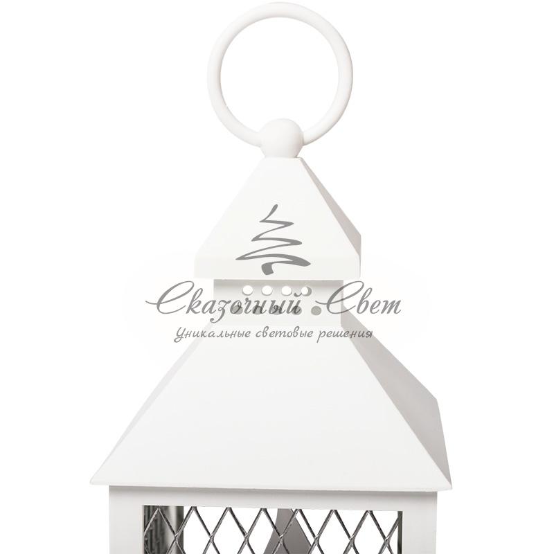 Декоративный фонарь со свечкой, белый корпус, размер 10.5х10.5х24 см, цвет ТЕПЛЫЙ БЕЛЫЙ - Image 11