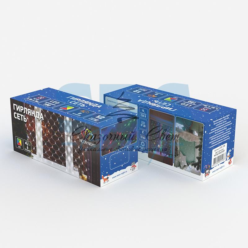 Гирлянда "Сеть" 1,8х1,5м, прозрачный ПВХ, 180 LED Мультиколор - Image 12
