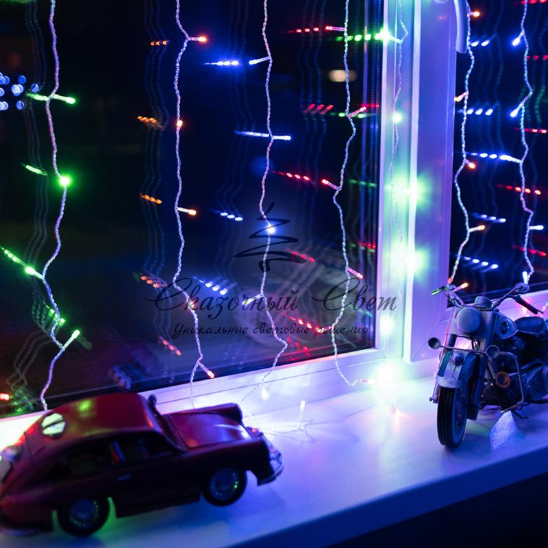 Гирлянда "Светодиодный Дождь" 1,5х1,5м, свечение с динамикой, прозрачный провод, 230 В, диоды МУЛЬТИКОЛОР - Image 12