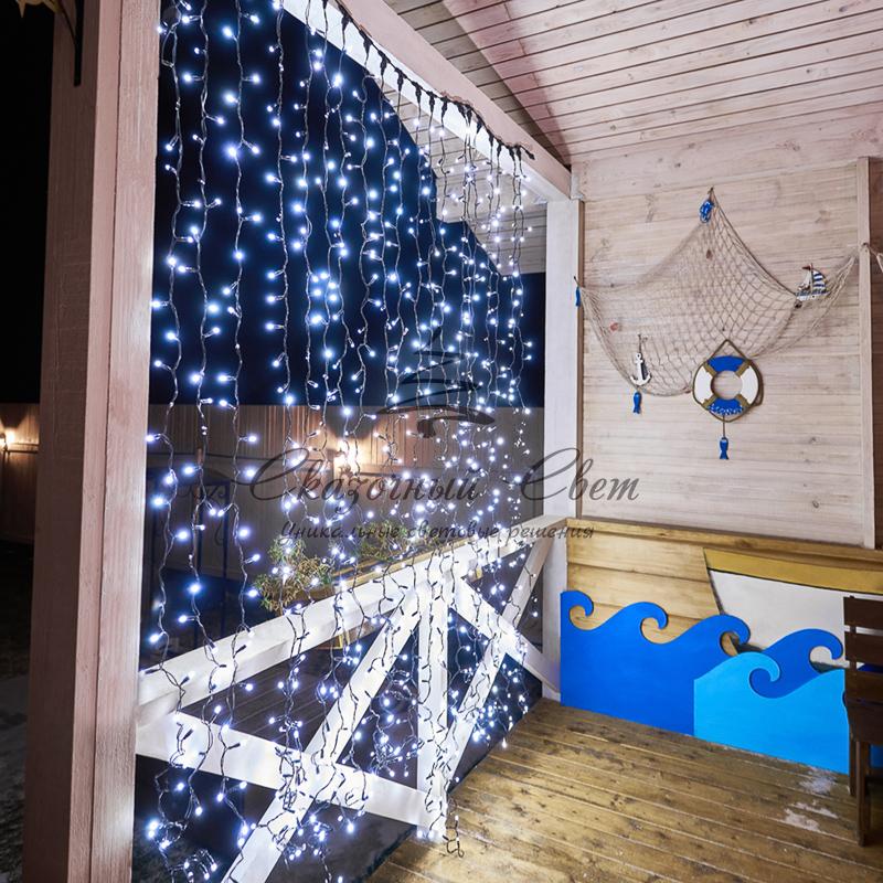 Гирлянда "Светодиодный Дождь" 2х3м, постоянное свечение, черный провод, 230 В, диоды БЕЛЫЕ - Image 12