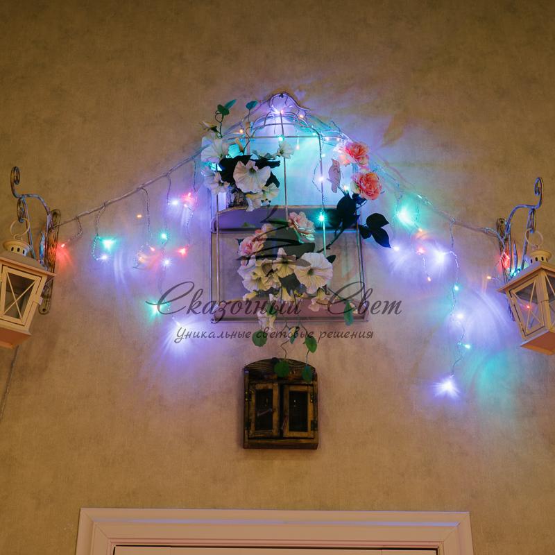 Гирлянда Айсикл (бахрома) светодиодный, 1,8 х 0,5 м, прозрачный провод, 230 В, диоды RGB - Image 12