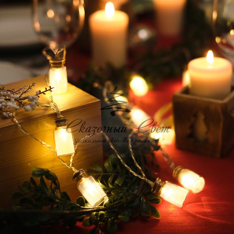 Гирлянда светодиодная «Баночки» 1.5 м, 10 LED, прозрачный ПВХ, цвет свечения теплый белый, 2 х АА (батарейки не в комплекте) NEON-NIGHT - Image 12