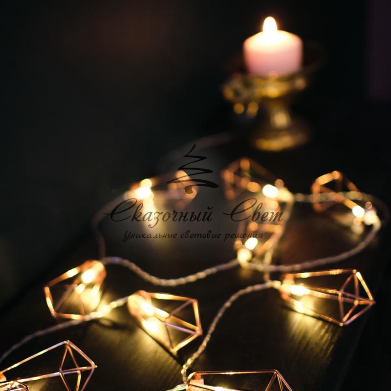 Гирлянда светодиодная «Кристаллы» бронзовые 10 LED, 1,5 м, прозрачный ПВХ, теплый белый свет свечения, 2 х АА (батарейки не в комплекте) NEON-NIGHT - Image 12