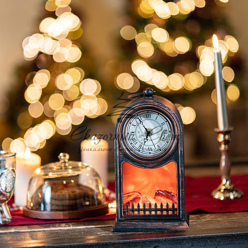 Светодиодный камин «Старинные часы» с эффектом живого огня 14,7x11,7x25 см, бронза, батарейки 2хС (не в комплекте) USB NEON-NIGHT - Image 12