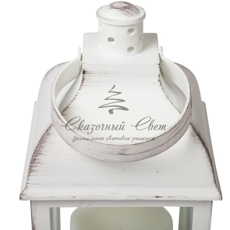 Декоративный фонарь со свечкой, белый корпус, размер 10.5х10.5х22,35 см, цвет ТЕПЛЫЙ БЕЛЫЙ - Image 12