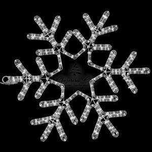 Светодиодная Снежинка Ø0,5м Белая, Дюралайт на Металлическом Каркасе, IP54