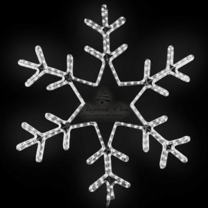 Светодиодная Снежинка Ø0,8м Белая, Дюралайт на Металлическом Каркасе, IP54