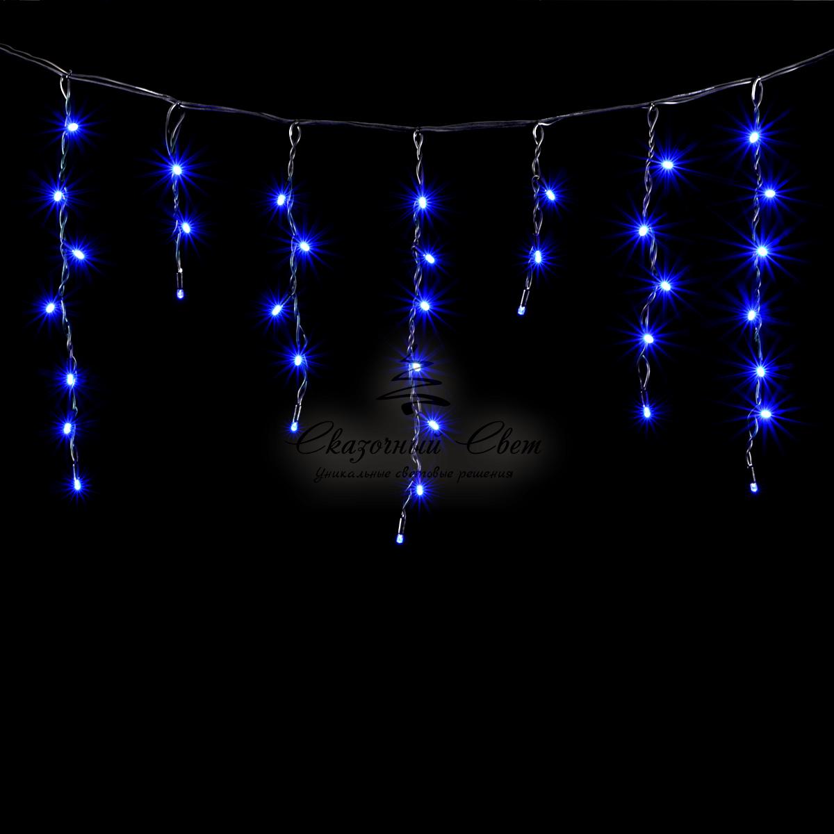 Гирлянда Бахрома 3,1 x 0,5 м Синяя, 120 LED, Провод Черный Каучук, IP54