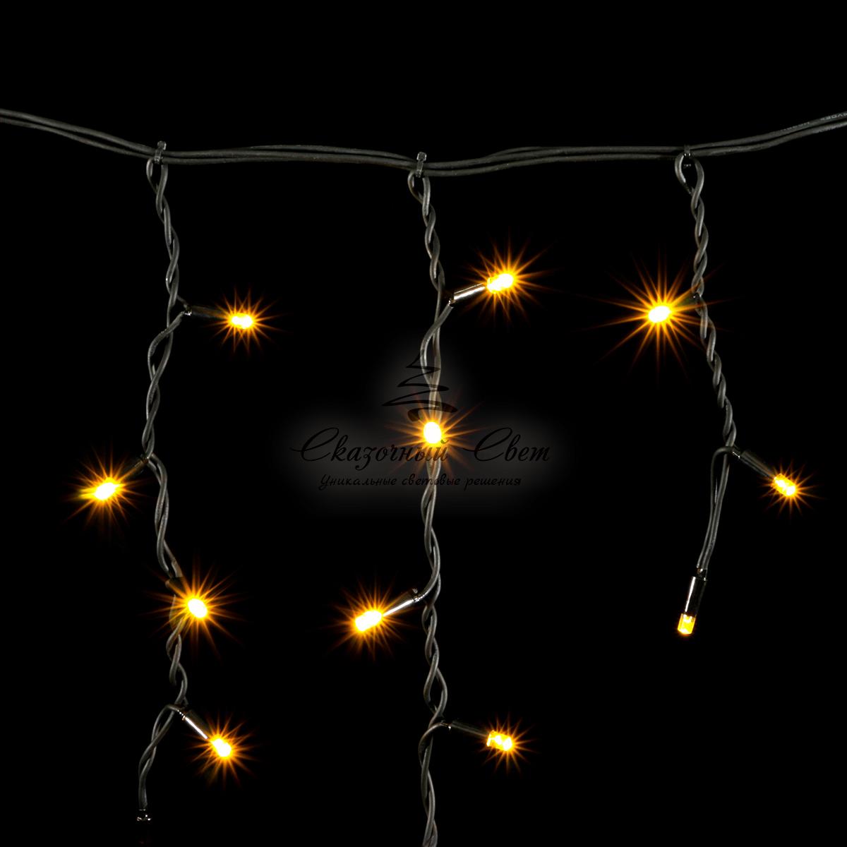 Гирлянда Бахрома 3,1 x 0,5 м Желтая, 120 LED, Провод Черный Каучук, IP54 - Image 3