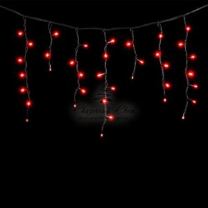 Гирлянда Бахрома 3,1 x 0,5 м Красная, 150 LED, Провод Черный Каучук, IP54