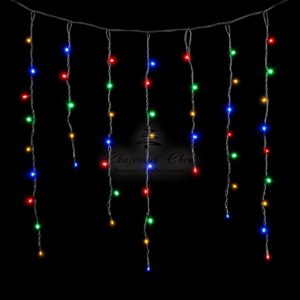 Гирлянда Бахрома 3,2 x 0,9 м Разноцветная, 168 LED, Провод Черный Каучук, IP54