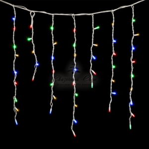 Гирлянда Бахрома 3,2 x 0,9 м Разноцветная, 168 LED, Провод Белый Каучук, IP54
