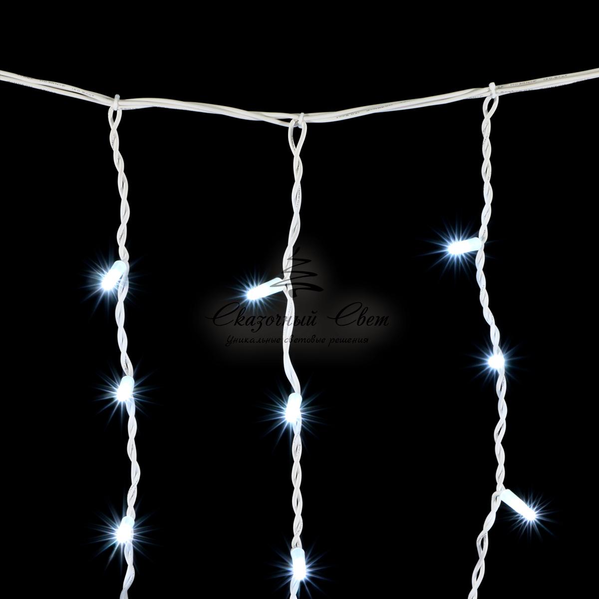 Гирлянда Бахрома 3,2 x 0,9 м Белая, 168 LED, Провод Белый Каучук, IP54 - Image 3