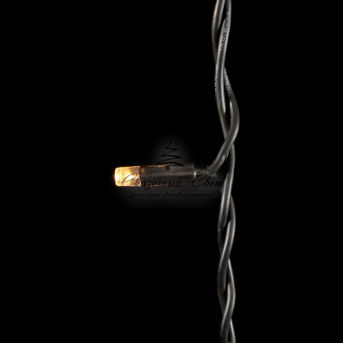 Гирлянда Бахрома 3,2 x 0,9 м Тепло-Белая с Мерцанием Белого Диода, 168 LED, Провод Черный Каучук, IP54 - Image 2