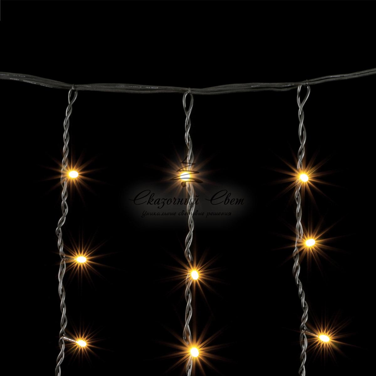 Гирлянда Бахрома 3,2 x 0,9 м Тепло-Белая с Мерцанием Белого Диода, 168 LED, Провод Черный Каучук, IP54 - Image 3