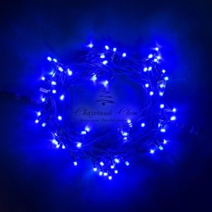 Гирлянда Нить 10м Синяя 24В, 75 LED, Провод Черный Каучук, IP54