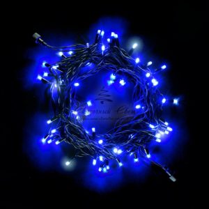 Гирлянда Нить 10м Синяя с Мерцанием Белого Диода, 75 LED, Провод Черный Каучук, IP54