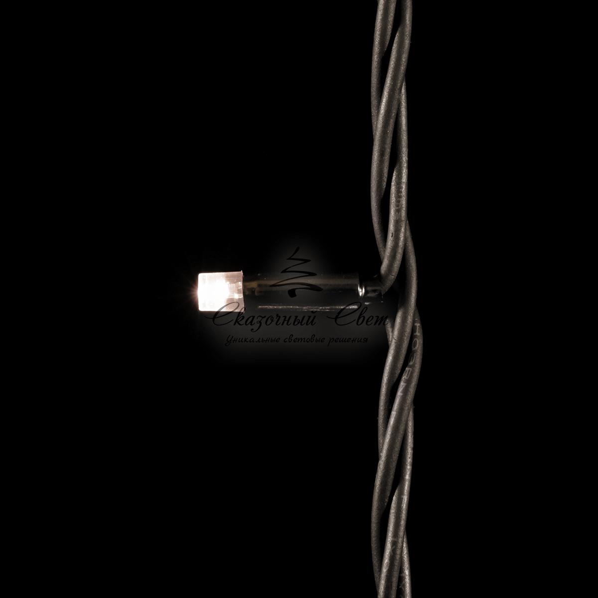 Гирлянда Нить 10м Тепло-Белая с Мерцанием Белого Диода, 75 LED, Провод Черный Каучук, IP54 - Image 2