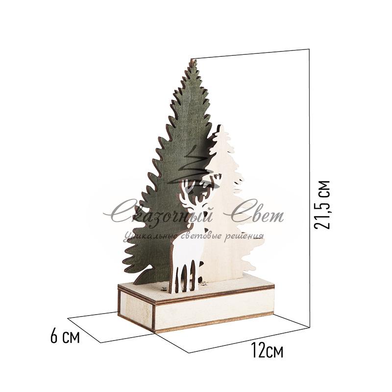 Деревянная фигурка с подсветкой "Елочка с оленем" 12*6*21,5 см - Image 13