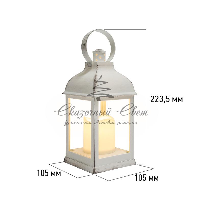 Декоративный фонарь со свечкой, белый корпус, размер 10.5х10.5х22,35 см, цвет ТЕПЛЫЙ БЕЛЫЙ - Image 15