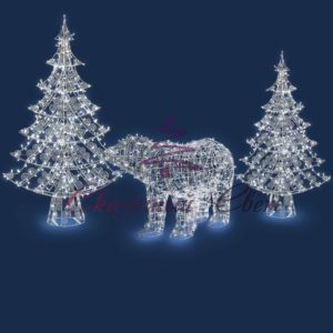 Композиция: (1 медведь и 2 елки)