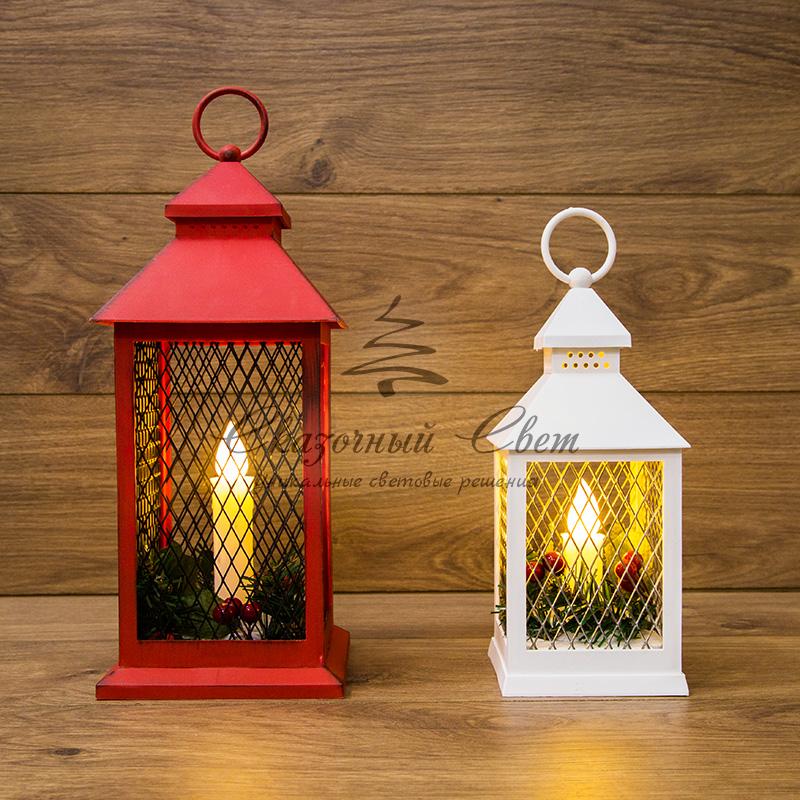 Декоративный фонарь со свечкой, белый корпус, размер 10.5х10.5х24 см, цвет ТЕПЛЫЙ БЕЛЫЙ - Image 16