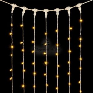 Гирлянда Занавес с Колпачком 2 x 9 м Тепло-Белый, 1800 LED, Провод Белый ПВХ, IP65