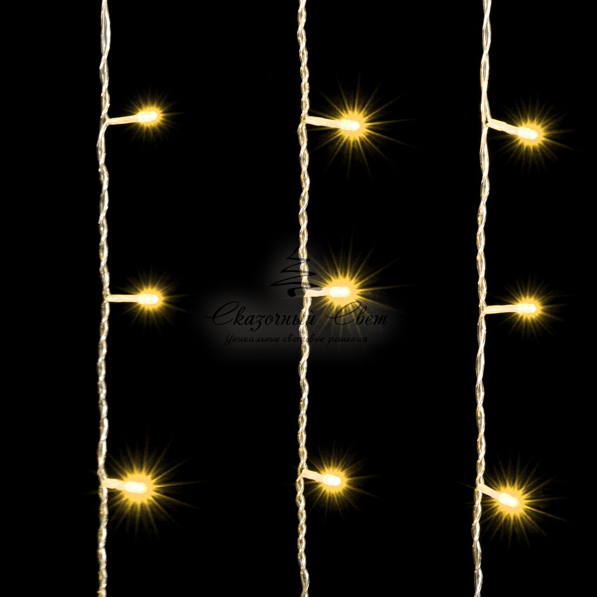 Гирлянда Занавес 2 x 1 м Тепло-Белый, 200 LED, Провод Прозрачный ПВХ, IP54 - Image 3