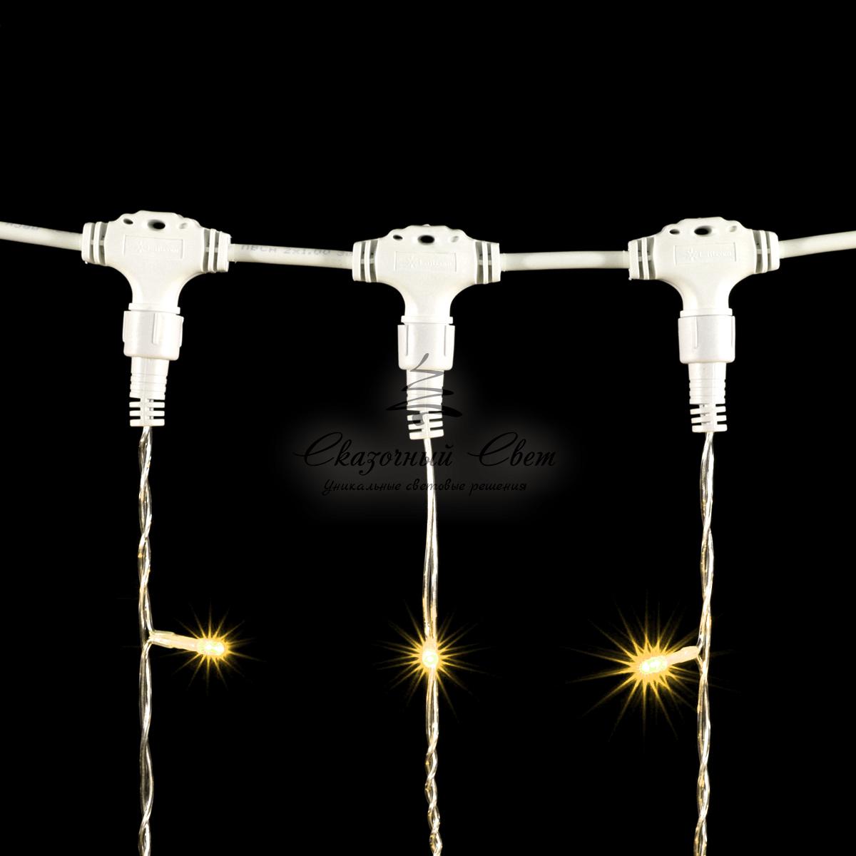 Гирлянда Занавес 2 x 1 м Тепло-Белый, 200 LED, Провод Прозрачный ПВХ, IP54 - Image 4