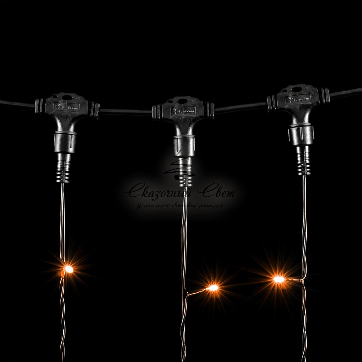 Гирлянда Занавес 2 x 1 м Желтый, 200 LED, Провод Черный ПВХ, IP54 - Image 4