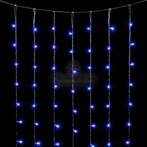 Гирлянда Занавес 2 x 2 м Синий, 400 LED, Провод Прозрачный ПВХ, IP20