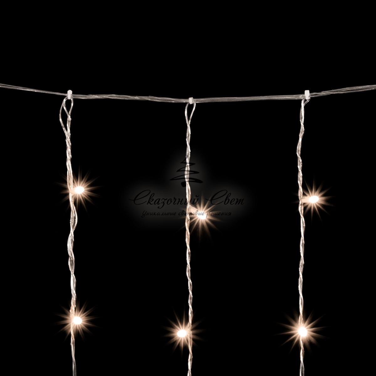 Гирлянда Занавес 2 x 2 м Тепло-Белый, 400 LED, Провод Прозрачный ПВХ, IP20 - Image 4