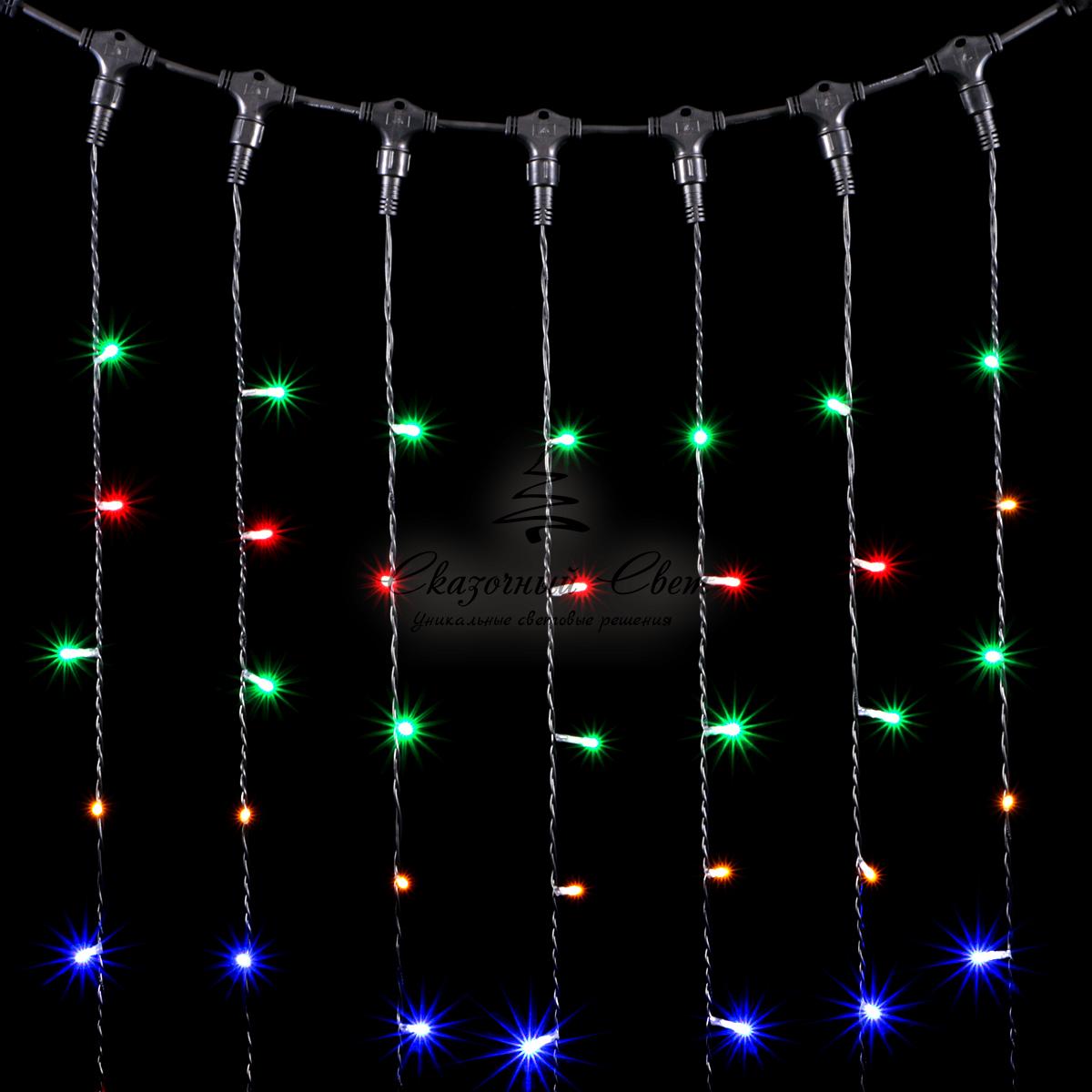Гирлянда Занавес 2 x 2 м Разноцветный, 400 LED, Провод Черный ПВХ, IP54