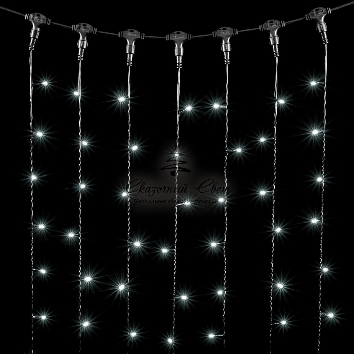 Гирлянда Занавес 2 x 2 м Белый, 400 LED, Провод Черный ПВХ, IP54