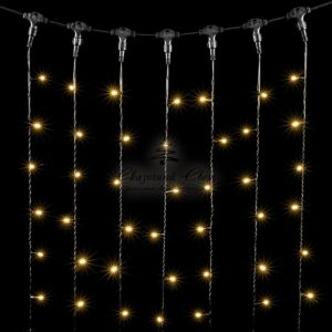 Гирлянда Занавес 2 x 2 м Тепло-Белый, 400 LED, Провод Черный ПВХ, IP54