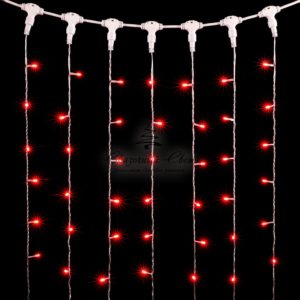 Гирлянда Занавес 2 x 2 м Красный с Мерцанием, 400 LED, Провод Прозрачный ПВХ, IP54