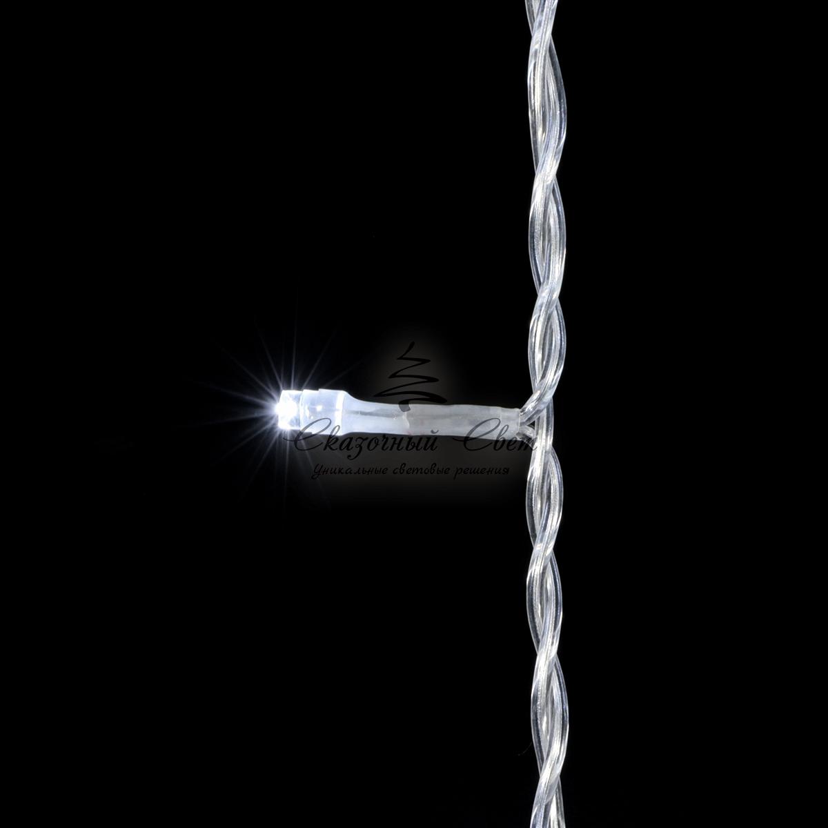 Гирлянда Занавес 2 x 2 м Белый с Мерцанием Белого Диода, 400 LED, Провод Прозрачный ПВХ, IP54 - Image 2