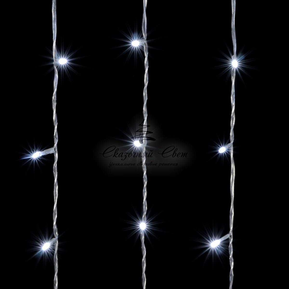 Гирлянда Занавес 2 x 2 м Белый с Мерцанием Белого Диода, 400 LED, Провод Прозрачный ПВХ, IP54 - Image 3