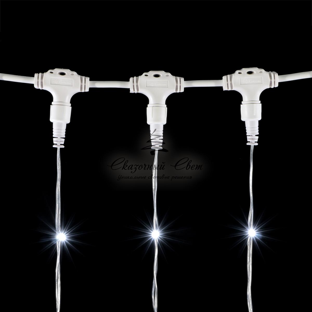 Гирлянда Занавес 2 x 2 м Белый с Мерцанием Белого Диода, 400 LED, Провод Прозрачный ПВХ, IP54 - Image 4