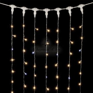 Гирлянда Занавес 2 x 2 м Тепло-Белый с Мерцанием Белого Диода, 400 LED, Провод Прозрачный ПВХ, IP54