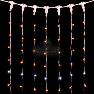 Гирлянда Занавес 2 x 2 м Желтый с Мерцанием Белого Диода, 400 LED, Провод Прозрачный ПВХ, IP54