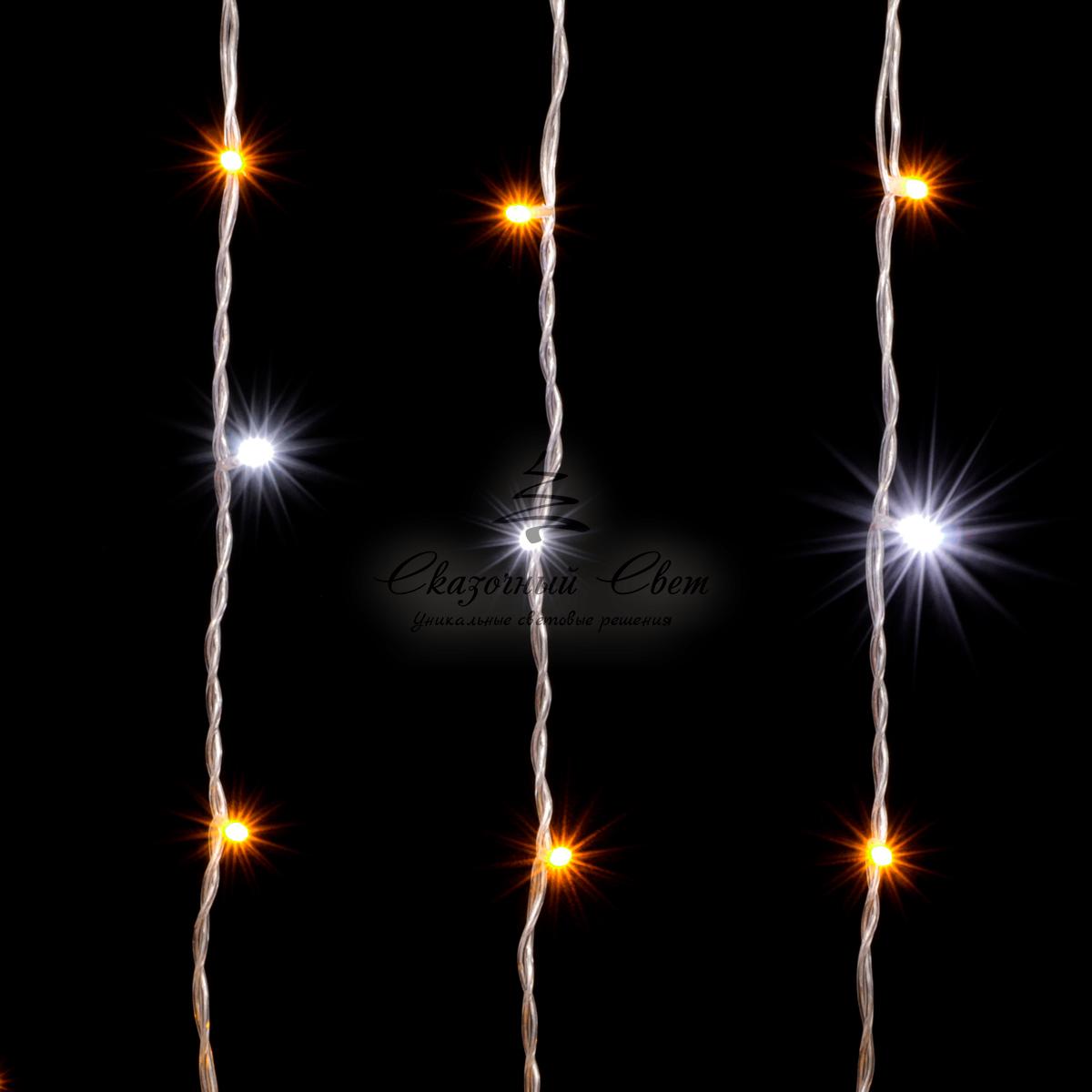 Гирлянда Занавес 2 x 2 м Желтый с Мерцанием Белого Диода, 400 LED, Провод Прозрачный ПВХ, IP54 - Image 3