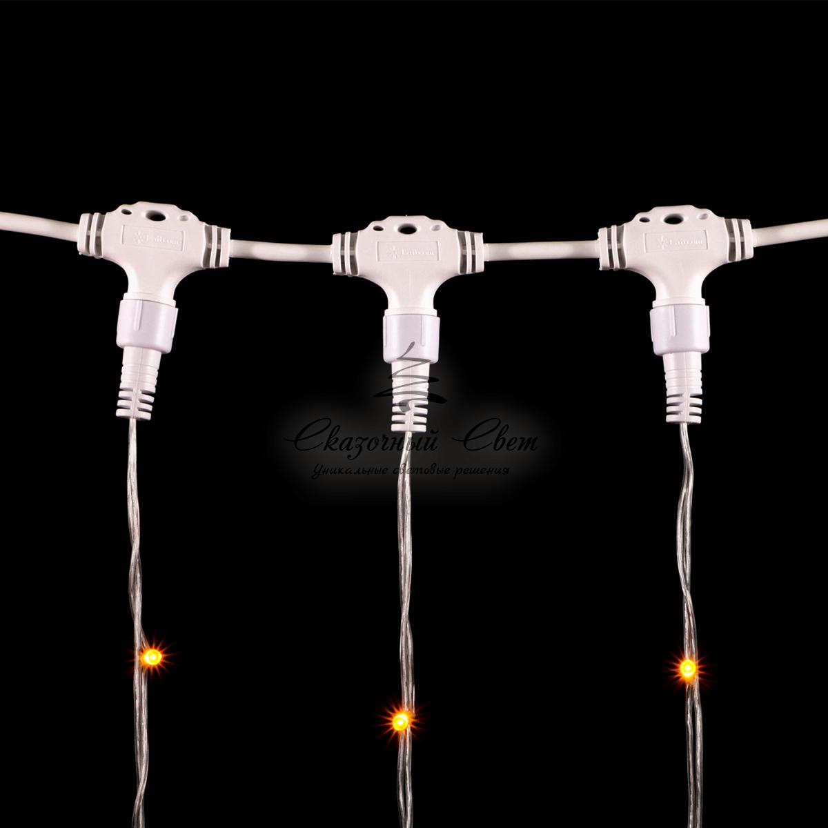 Гирлянда Занавес 2 x 2 м Желтый с Мерцанием Белого Диода, 400 LED, Провод Прозрачный ПВХ, IP54 - Image 4